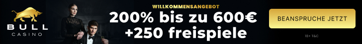 Bull Casino Sportwetten Banner mit Bonus bis zu 600 Euro