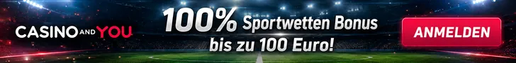 CasinoandYou Banner mit Sportwetten Bonus bis zu 100 Euro