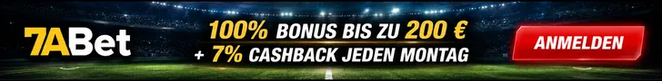 7abet Banner mit Sportwetten-Bonus und Cashback-Angebot